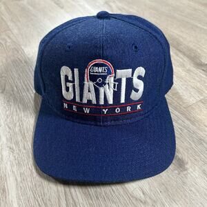 Vintage New York Giants Hat Snapback NFL Football Blue Youngan Bar Line Wool Cap
